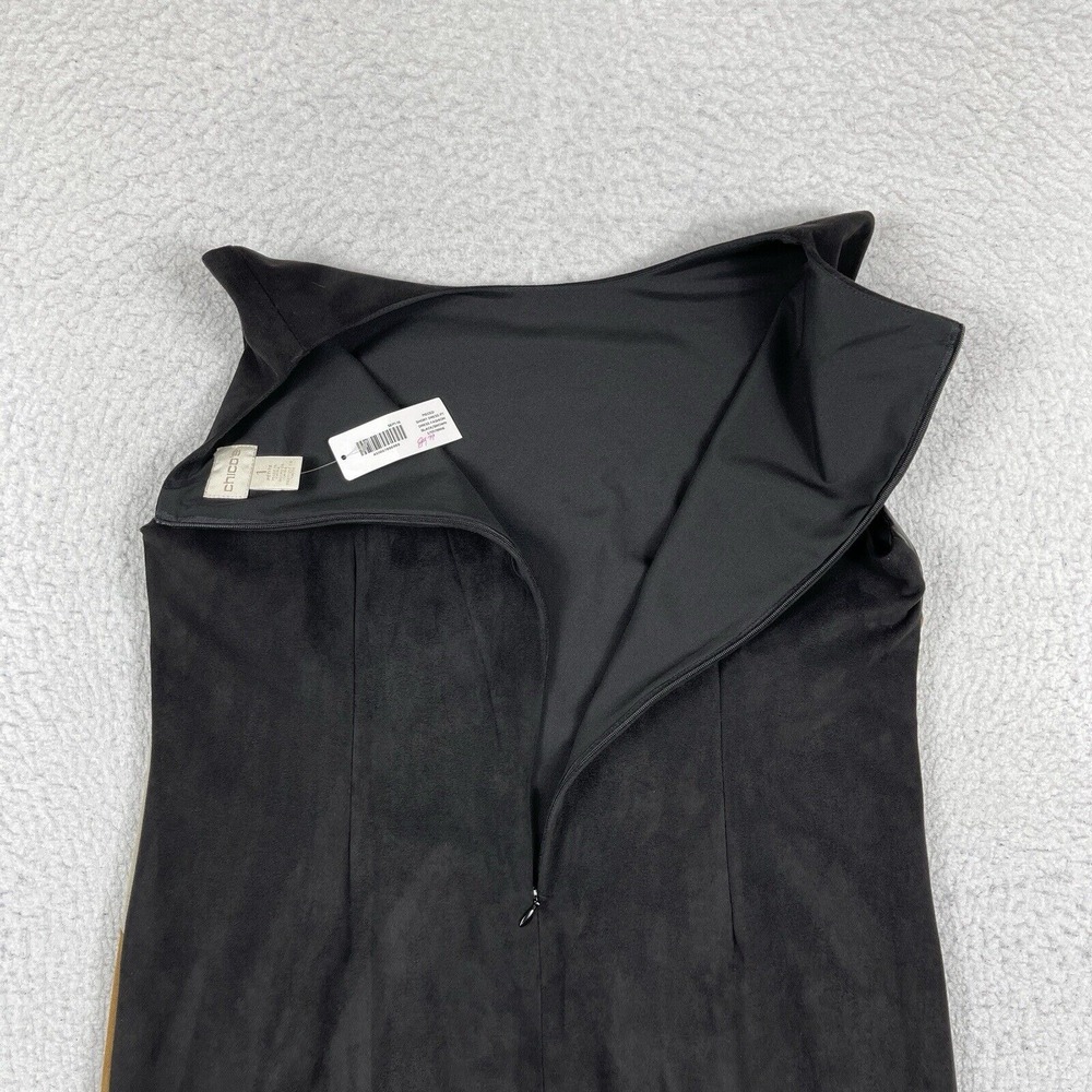 Chicos Dress Womens 1 Petite Medium 8P Black Brown‎ Suede Faux Leather Patchwork - Picture 13 of 14